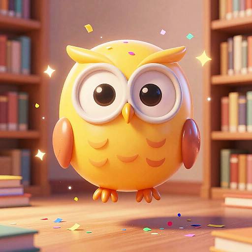 Curious Owl Balloon in Cozy Library