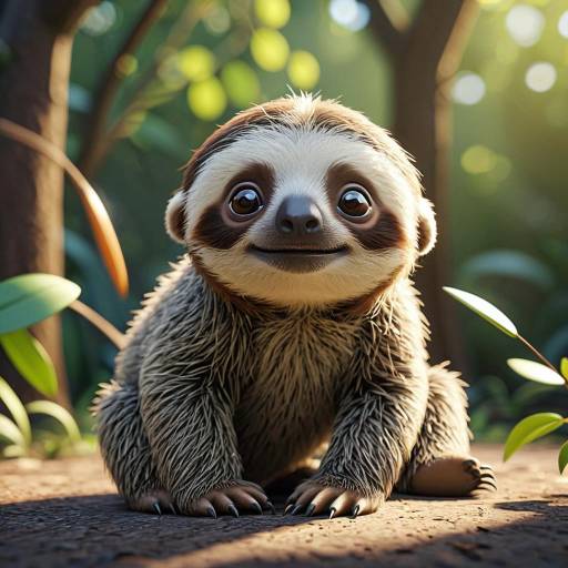 Cute Baby Sloth Pixar Style