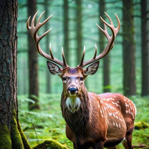 Majestic Deer in Serene Forest Setting