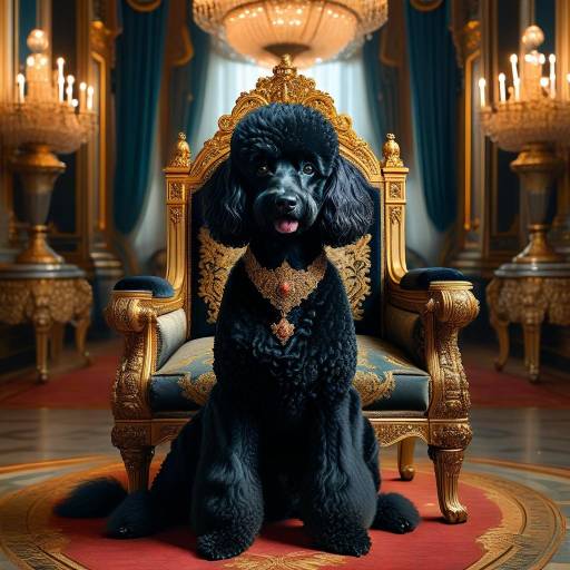 Regal Poodle Monarch in Opulent Ballroom