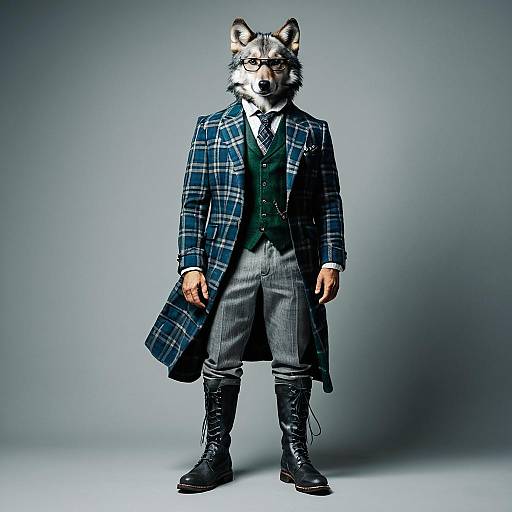 Anthropomorphic Wolf in Elegant Vintage Attire