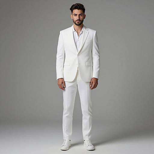 Confident Man in All-White Suit