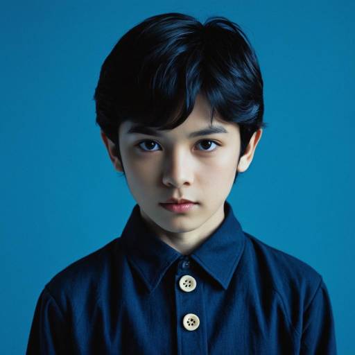 Portrait of Boy in Dark Blue Shirt