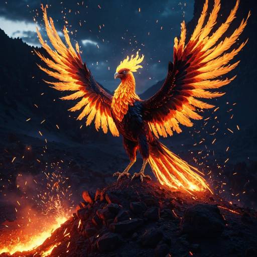 Fiery Phoenix Rising at Volcanic Crater