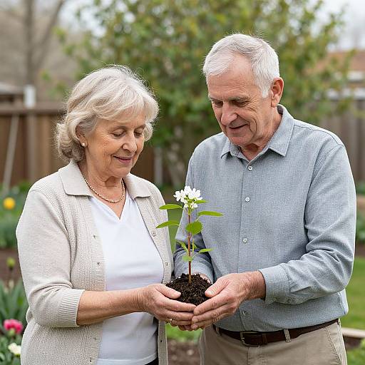 Senior Couple Gardening in Spring