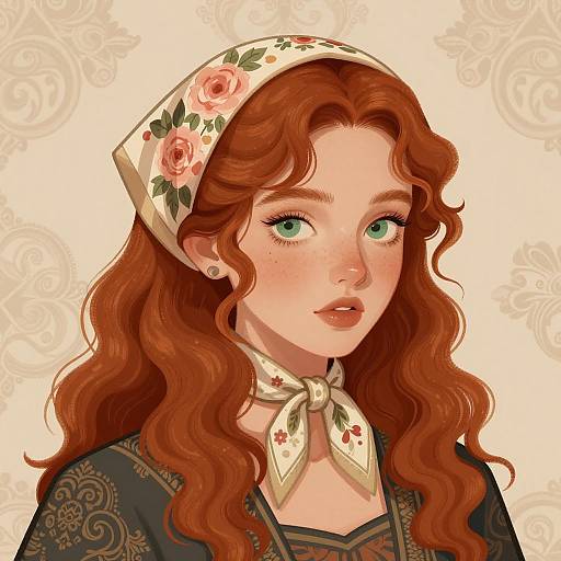 Floral Elegance: Young Woman Portrait