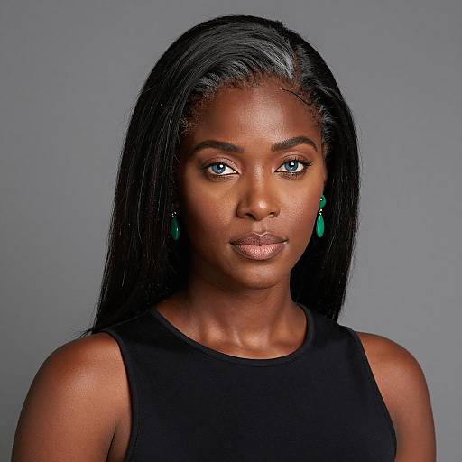 Elegant Black Woman with Striking Blue Eyes