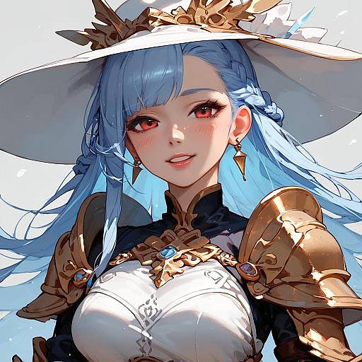 Anime Girl in Armor with Spear