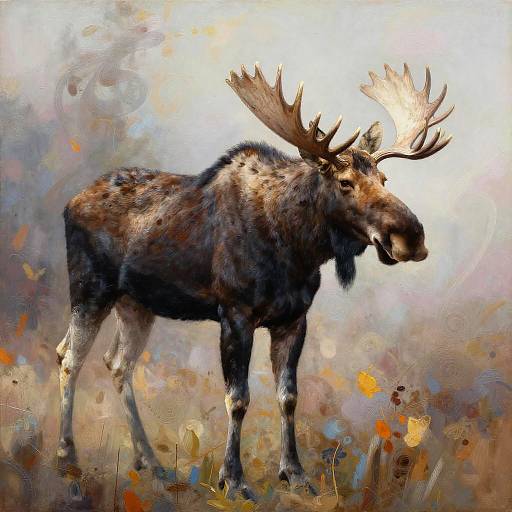Majestic Moose in Autumn Dust Oil Painting