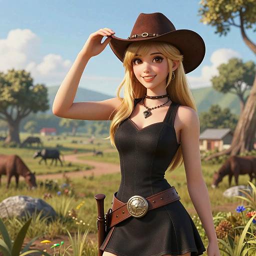 Photorealistic Blonde Cowboy Girl Portrait