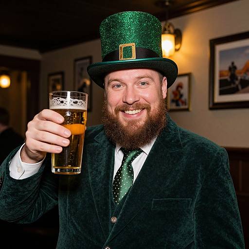 Cheerful Man in Festive Green Attire