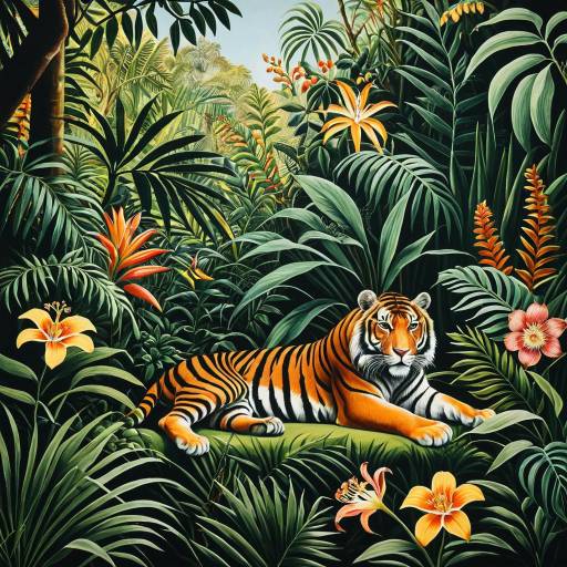Majestic Tiger in Exotic Jungle Majestic Tiger in Exotic Jungle