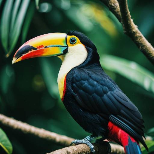 Colorful Toucan perched on branch