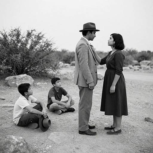 Desert Portrait: Timeless Black-and-White Scene