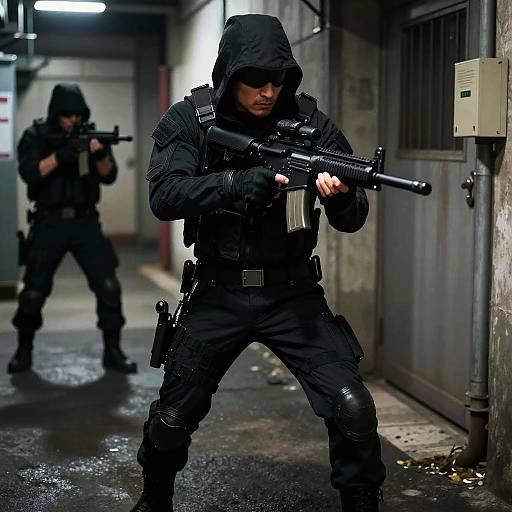 Stealthy Assassin in Midnight Alley