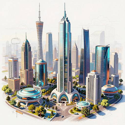 Futuristic Cityscape AI Illustration