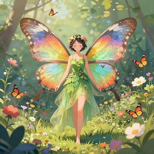 Enchanting Fairy in Vibrant Garden