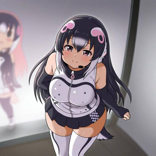 Illustration of African penguin (kemono friends), kemono friends in the style of Megahiyo