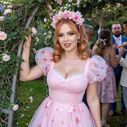 Vibrant Garden Party with Elegant Woman