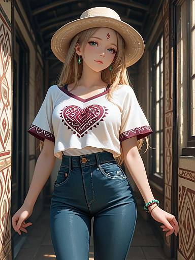 Realistic Casual Woman with Accessories