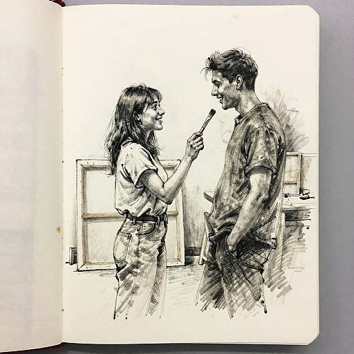 Romantic Charcoal Sketch in Art Studio