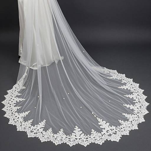 Elegant Pearl Beaded Lace Veil
