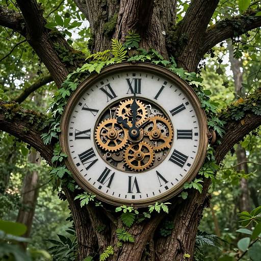 Majestic Tree with Clock Face