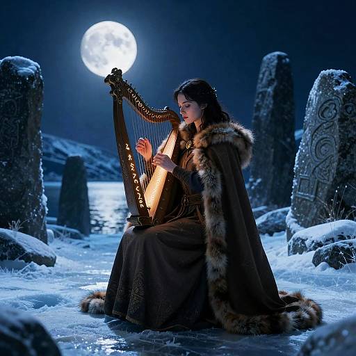 Moonlit Bard of the Runic Fjord
