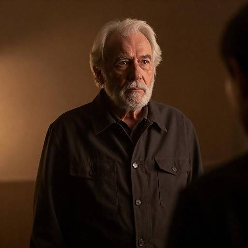 Elderly Bearded Man in Shadowy Room