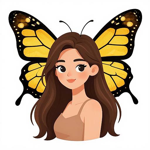 Young Woman with Monarch Butterfly Wings
