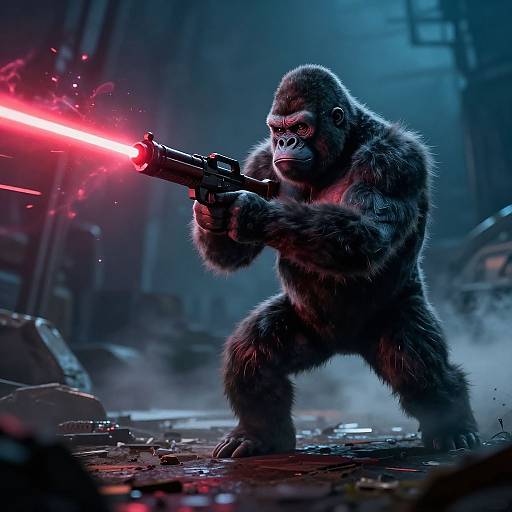 Space Gorilla with Laser Rifle Action