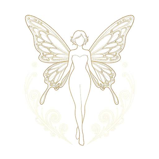 Slender Fairy Silhouette Line Art