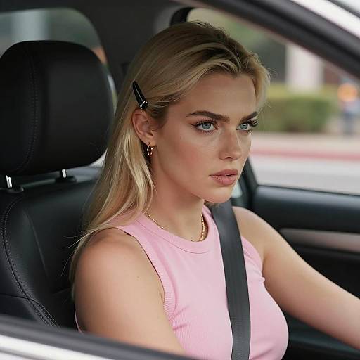 Intense Portrait of Woman in Car
