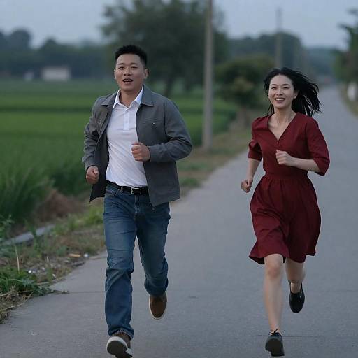 Joyful Sprinting at Dusk