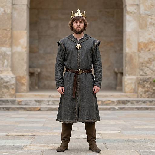 Medieval King in Crowned Costume