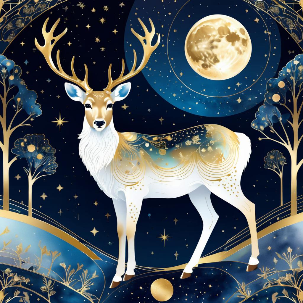 Lunar Deer in Beatrix Potter Style