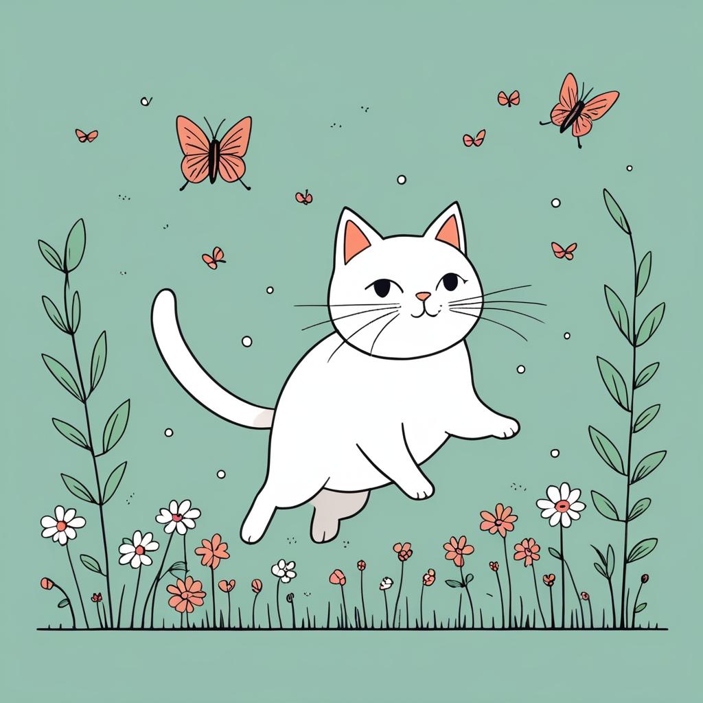 Whimsical Cat and Butterfly Adventure