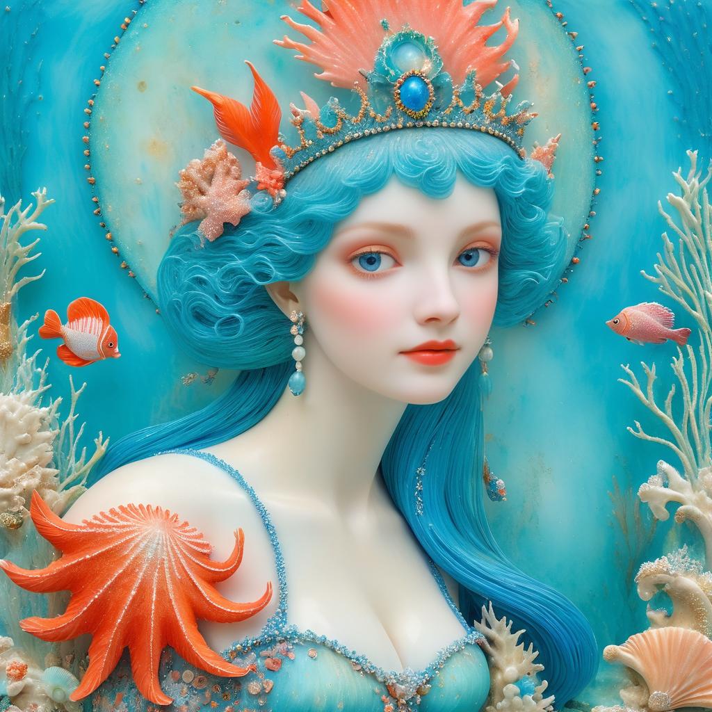 Whimsical Mermaid in Azure Seas