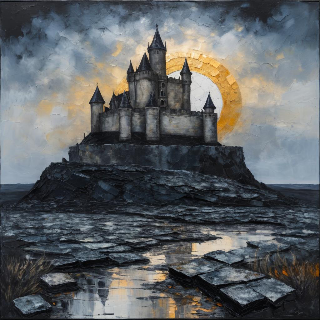 Twilight Castle in Anselm Kiefer Style