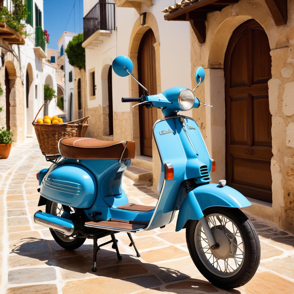 Classic Moped in Mediterranean Village