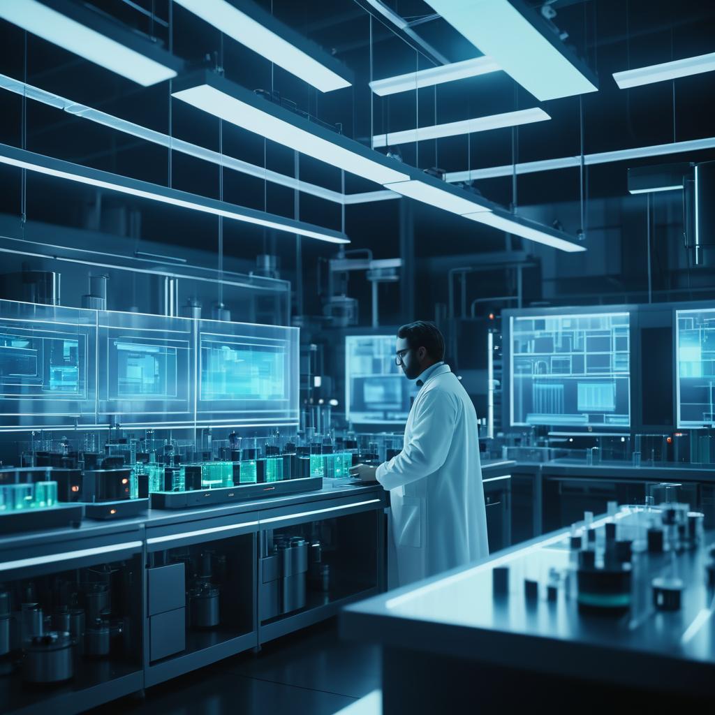 Cinematic Scientist in High-Tech Lab