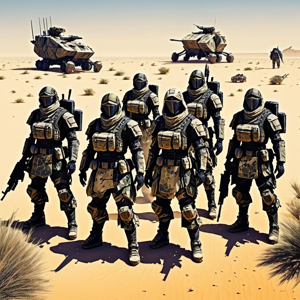 Dystopian Mercenaries in Desert Wasteland