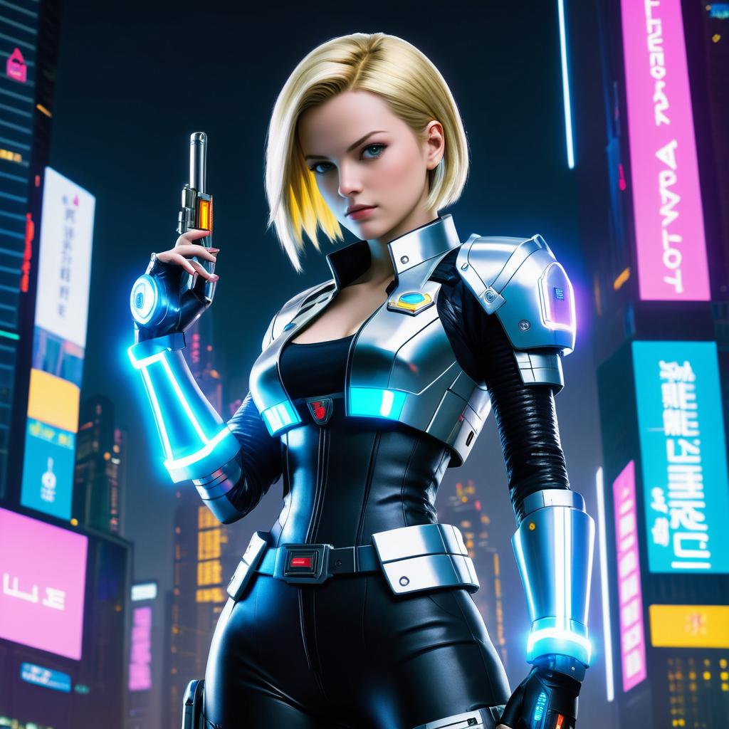 Cyberpunk Android 18: Futuristic Warrior