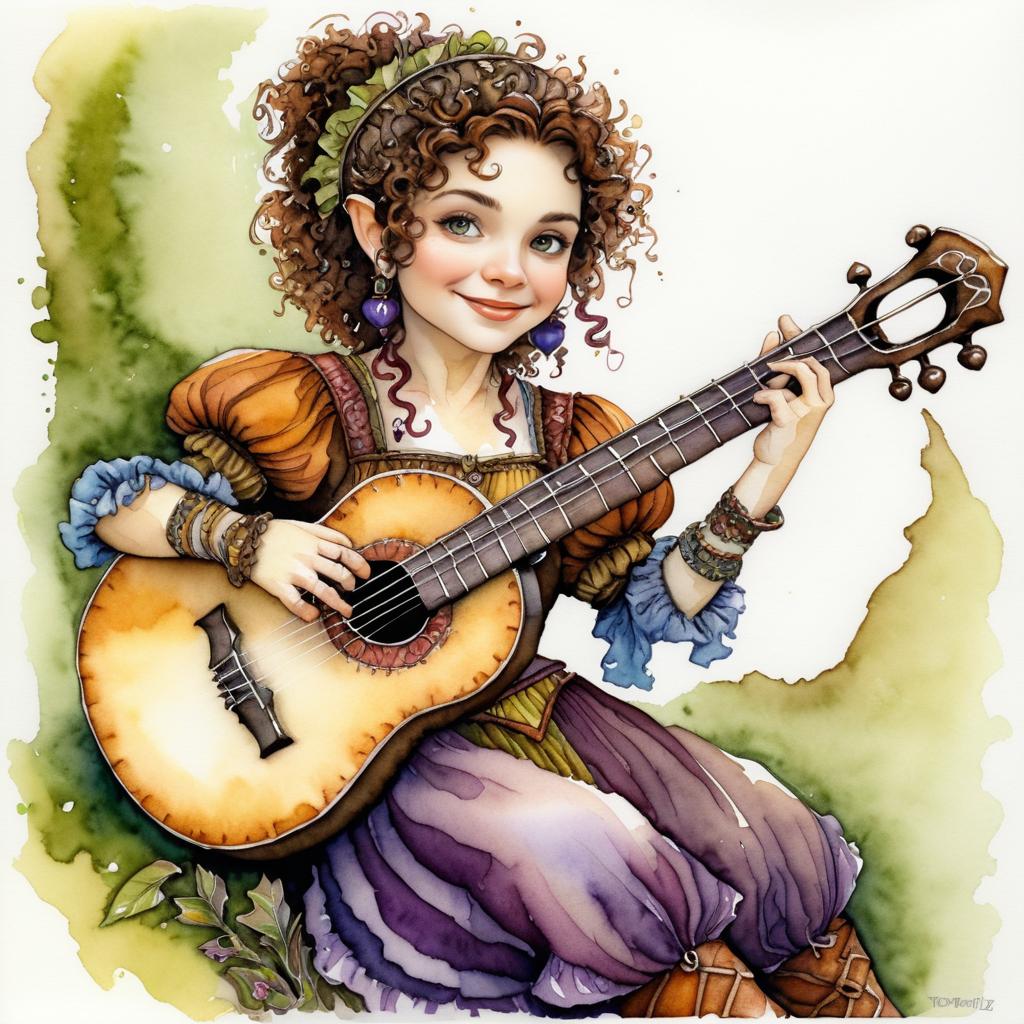 Whimsical Halfling Bard in Gothic Style