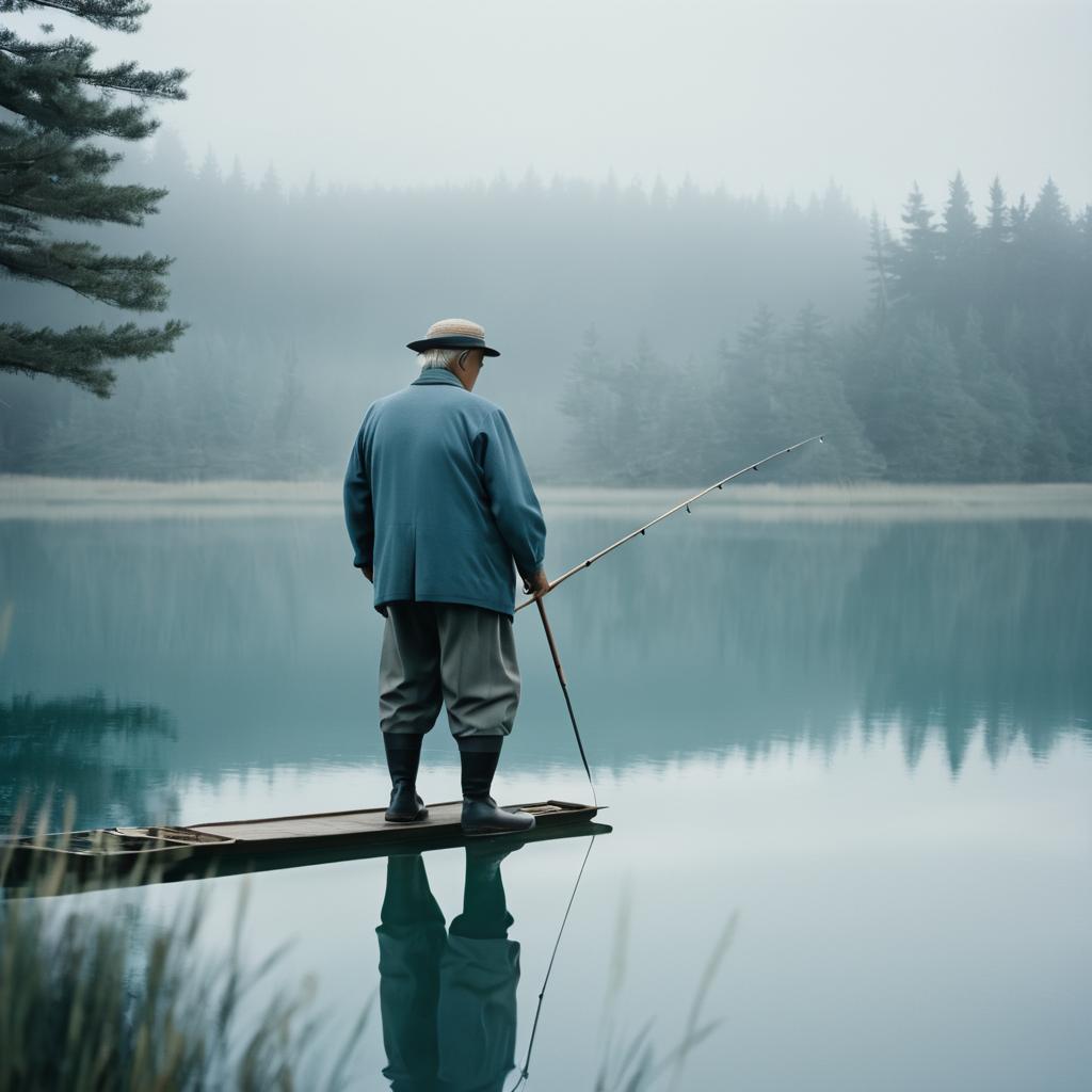 Cinematic Fisherman by Serene Lake