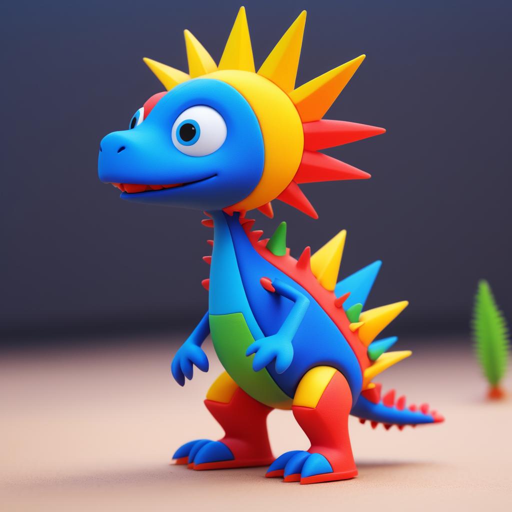 Whimsical Claymation Dinosaur in Bright Colors