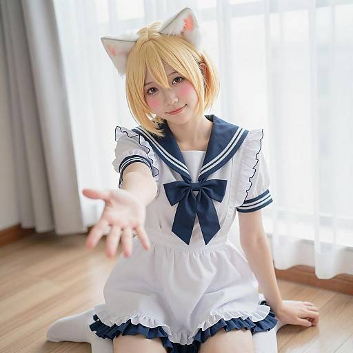 Young Person in Sailor Dress with Cat Ears
