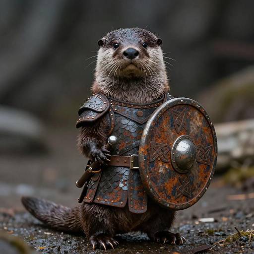 Cinematic Viking Otter in Rusted Armor