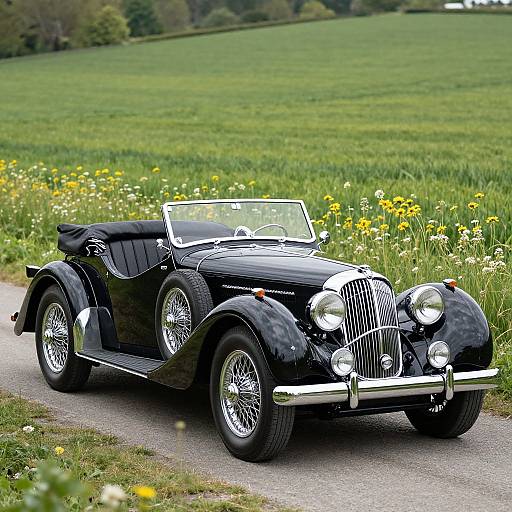 Classic Landau Car in Countryside