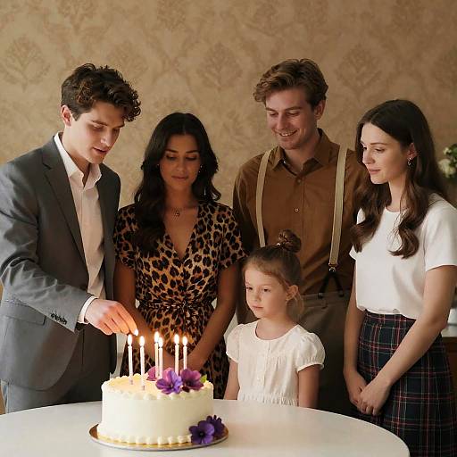 Celebration Gathering Around a Cake